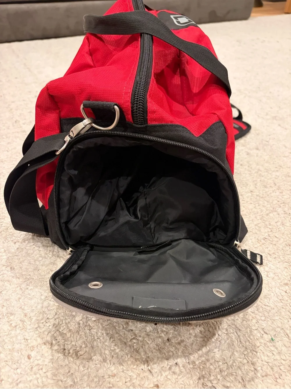 OGIO Red and Black Duffel with Padded Shoulder Strap